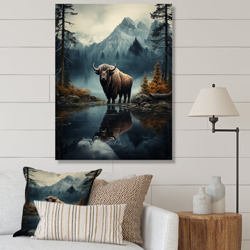 Brown Teal Moose Twilight Symphony - Moose Bedroom Wall Art